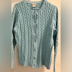 L.L. Bean Light Blue Cable Knit Cardigan